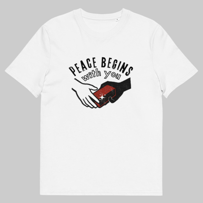 Peace Begins With You *hands you a brick* - Unisex 100% organic cotton t-shirt