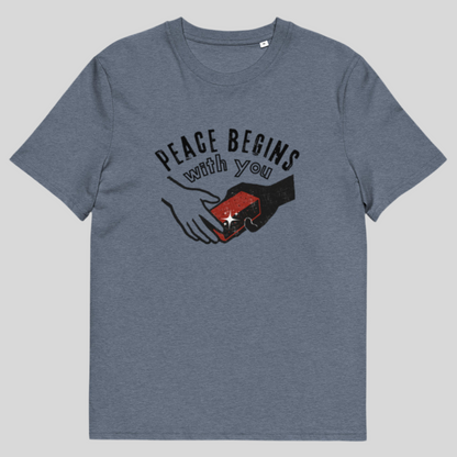 Peace Begins With You *hands you a brick* - Unisex 100% organic cotton t-shirt