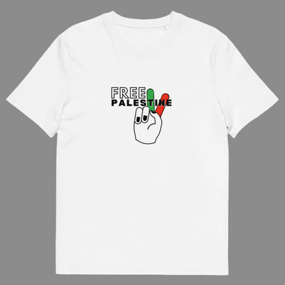 Free Palestine with Peace Sign - Unisex organic cotton t-shirt