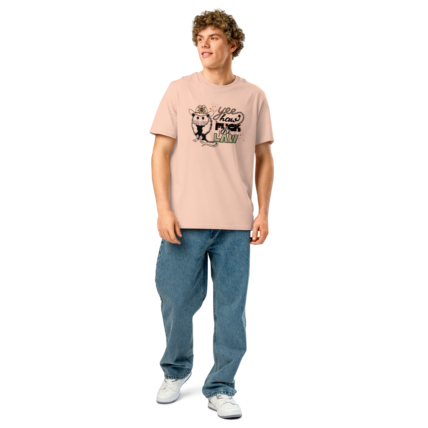 Yeehaw, Fuck the Law — Organic Ribbed-Neck Tee (Up to 5XL)