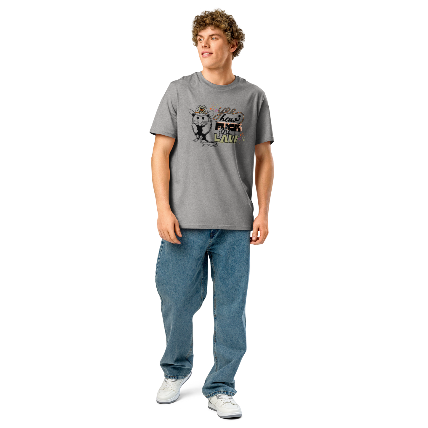 Yeehaw, Fuck the Law — Organic Ribbed-Neck Tee (Up to 5XL)